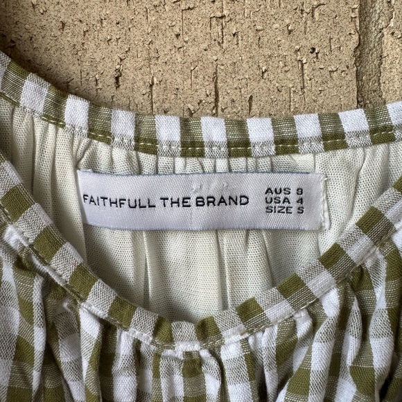 Faithfull the Brand Green Gingham Puff Sleeve Dress - Picture 2 of 7